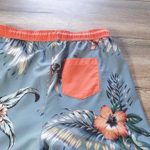 Public Record Tropical Floral Men Swim Trunk Elastic Waistband Drawstring Size M - Picture 6 of 6